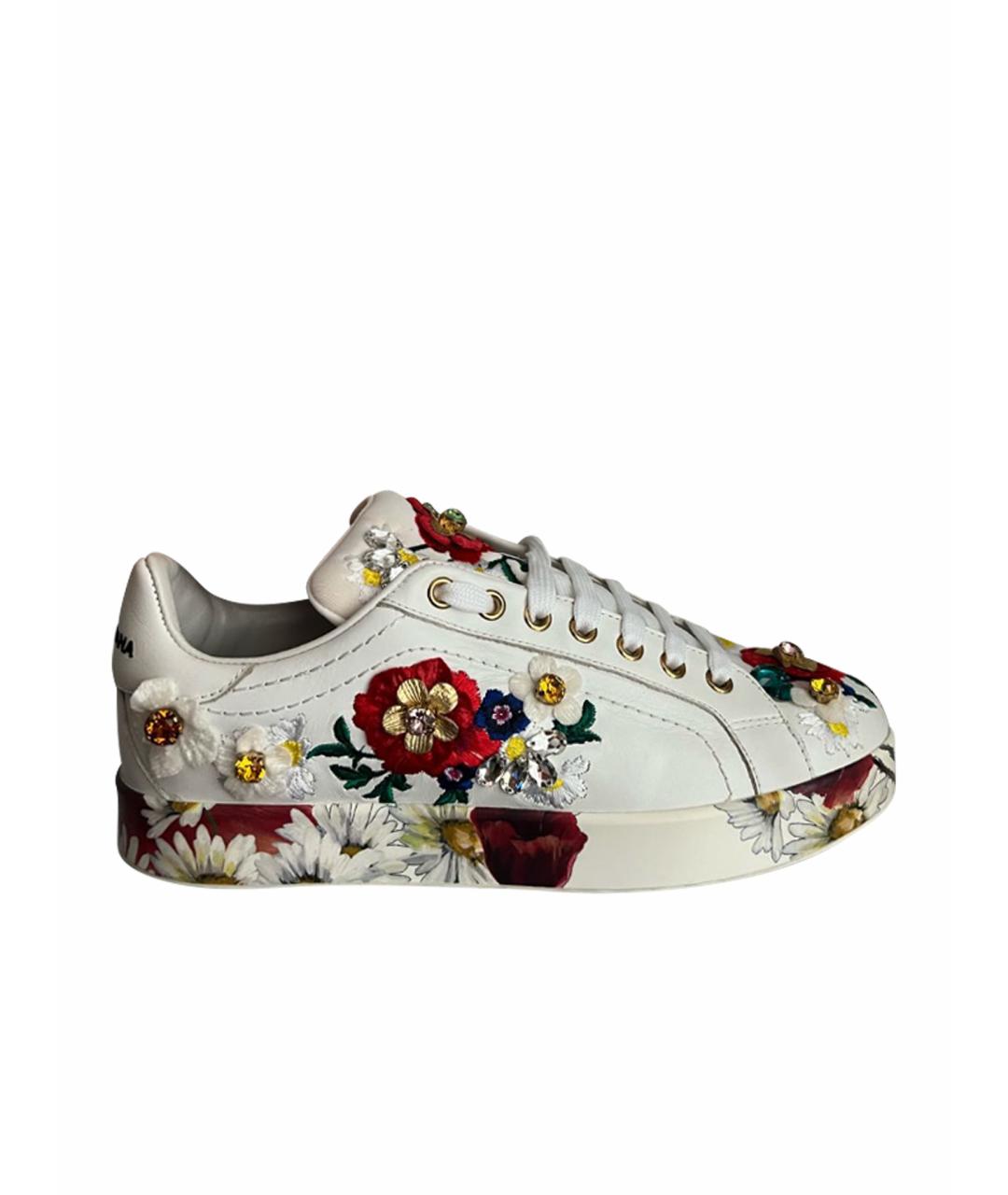 DOLCE&GABBANA Белые кожаные кроссовки, фото 1