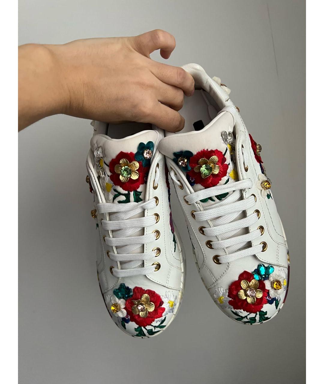 DOLCE&GABBANA Белые кожаные кроссовки, фото 2