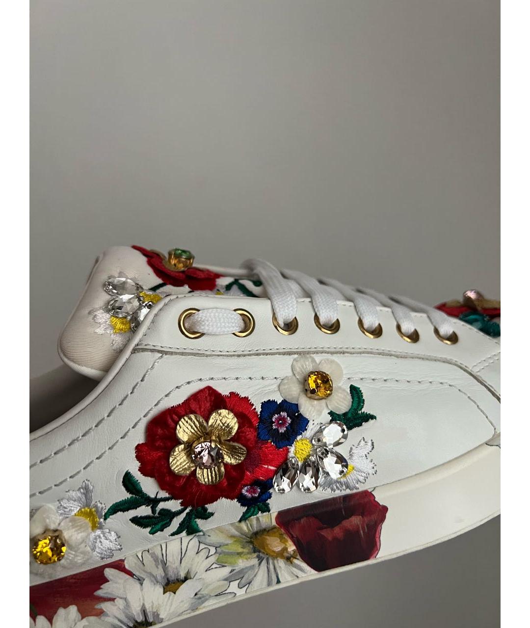 DOLCE&GABBANA Белые кожаные кроссовки, фото 5
