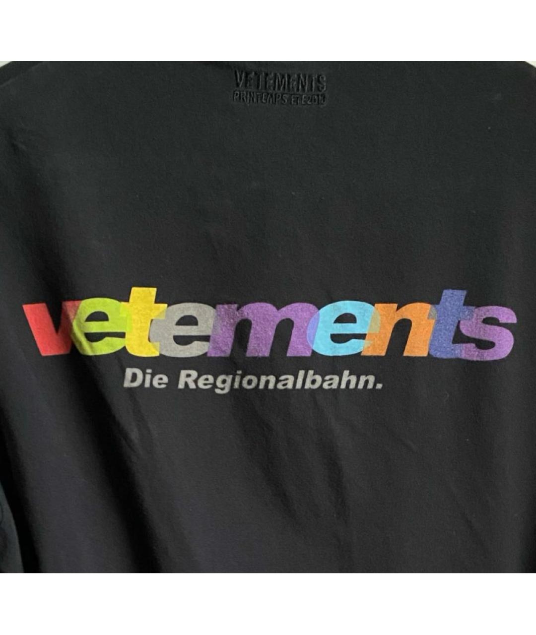 VETEMENTS Черная хлопковая футболка, фото 5