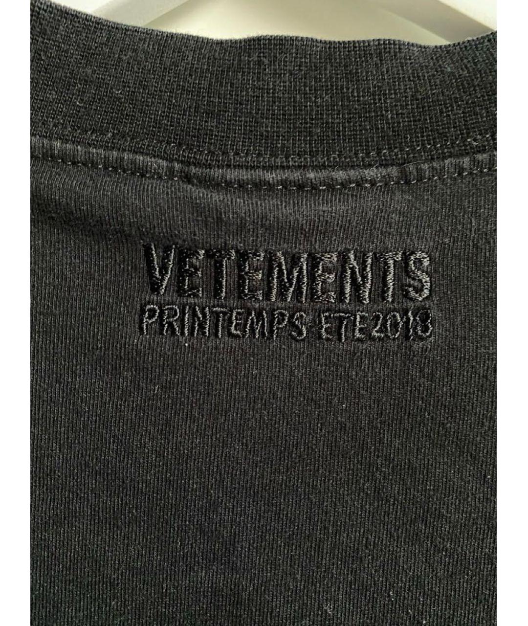 VETEMENTS Черная хлопковая футболка, фото 6