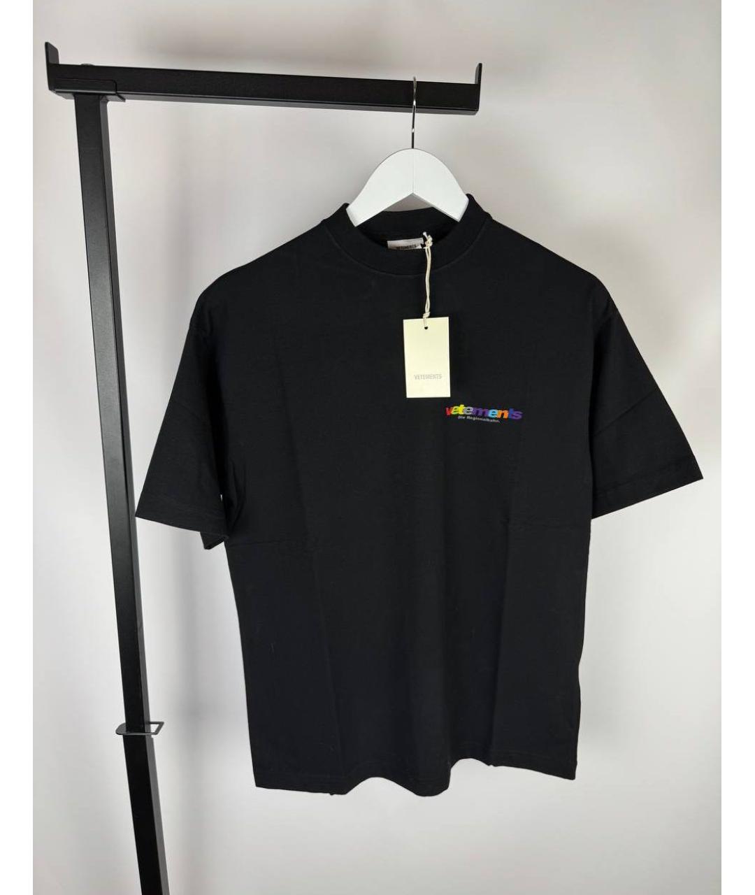 VETEMENTS Черная хлопковая футболка, фото 7