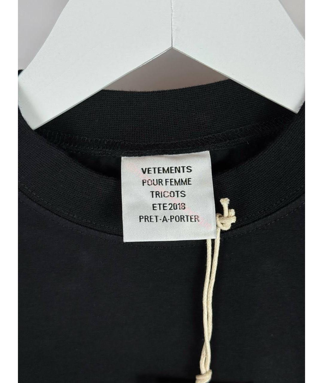 VETEMENTS Черная хлопковая футболка, фото 6