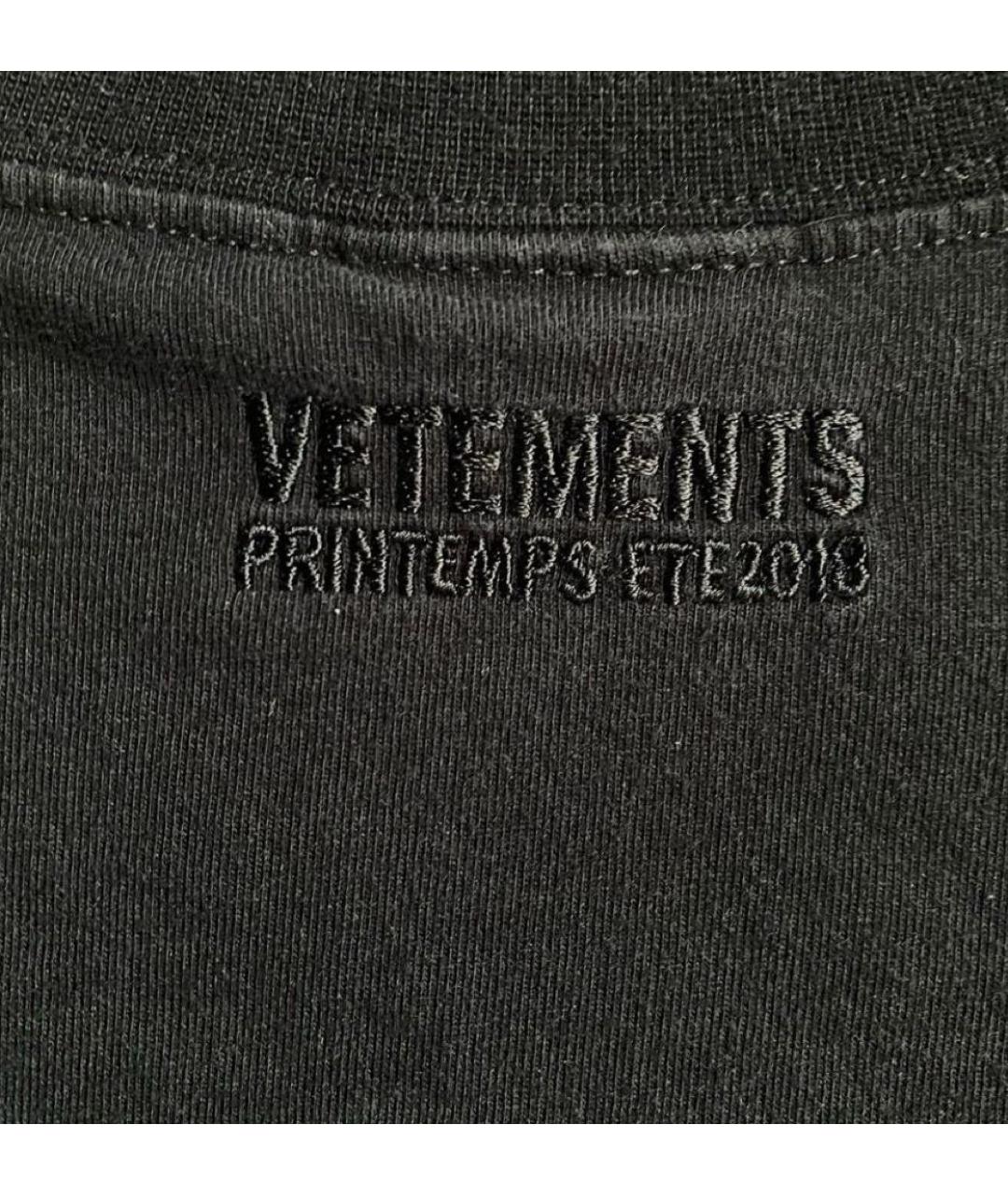 VETEMENTS Черная хлопковая футболка, фото 6