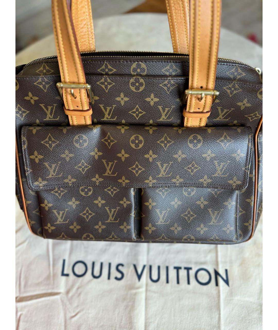 LOUIS VUITTON Коричневая кожаная сумка тоут, фото 3