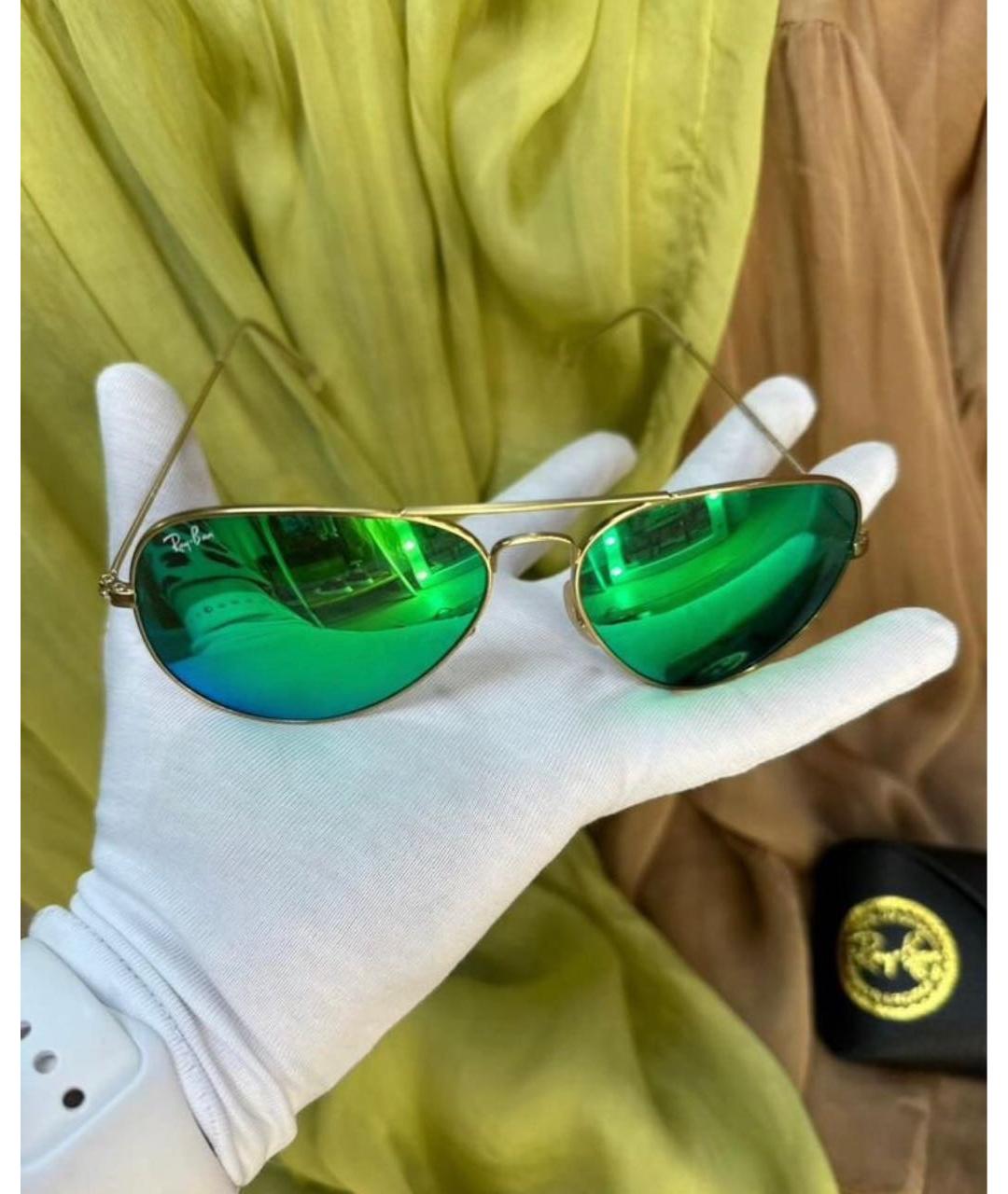 RAY BAN Зеленые металлические солнцезащитные очки, фото 6