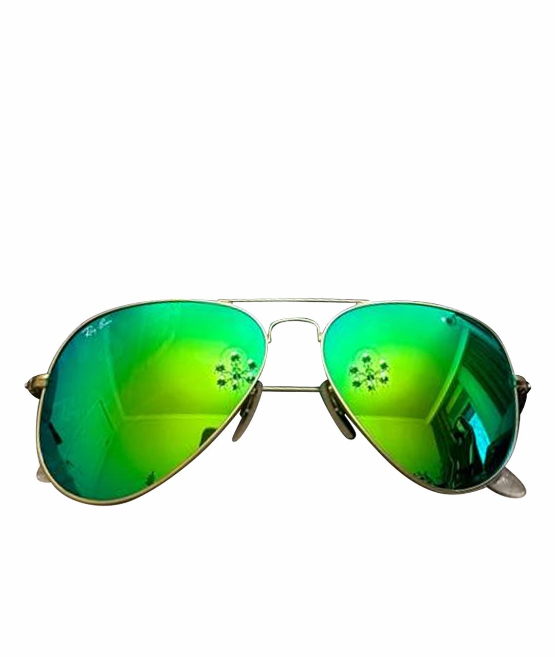 RAY BAN Зеленые металлические солнцезащитные очки, фото 1