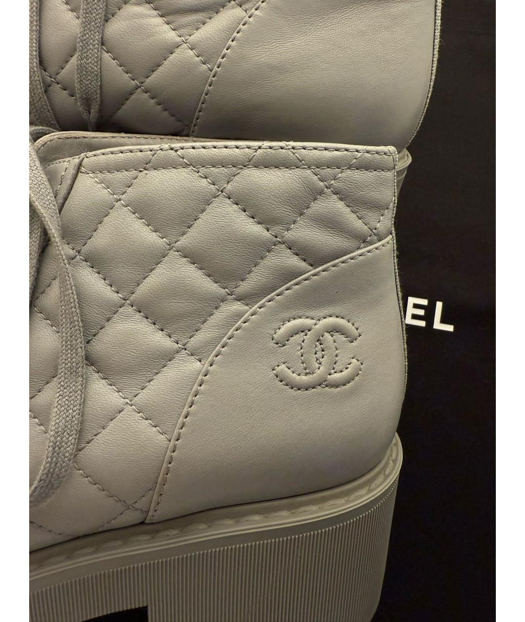 CHANEL Серые кожаные ботинки, фото 7