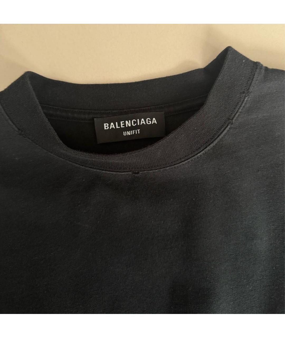 BALENCIAGA Черная хлопковая футболка, фото 3