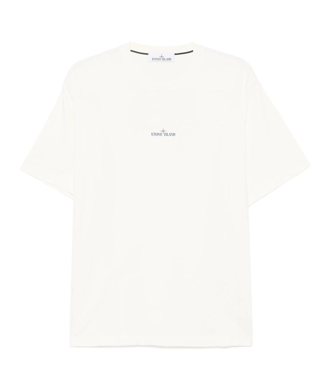 STONE ISLAND Белая хлопковая футболка, фото 1