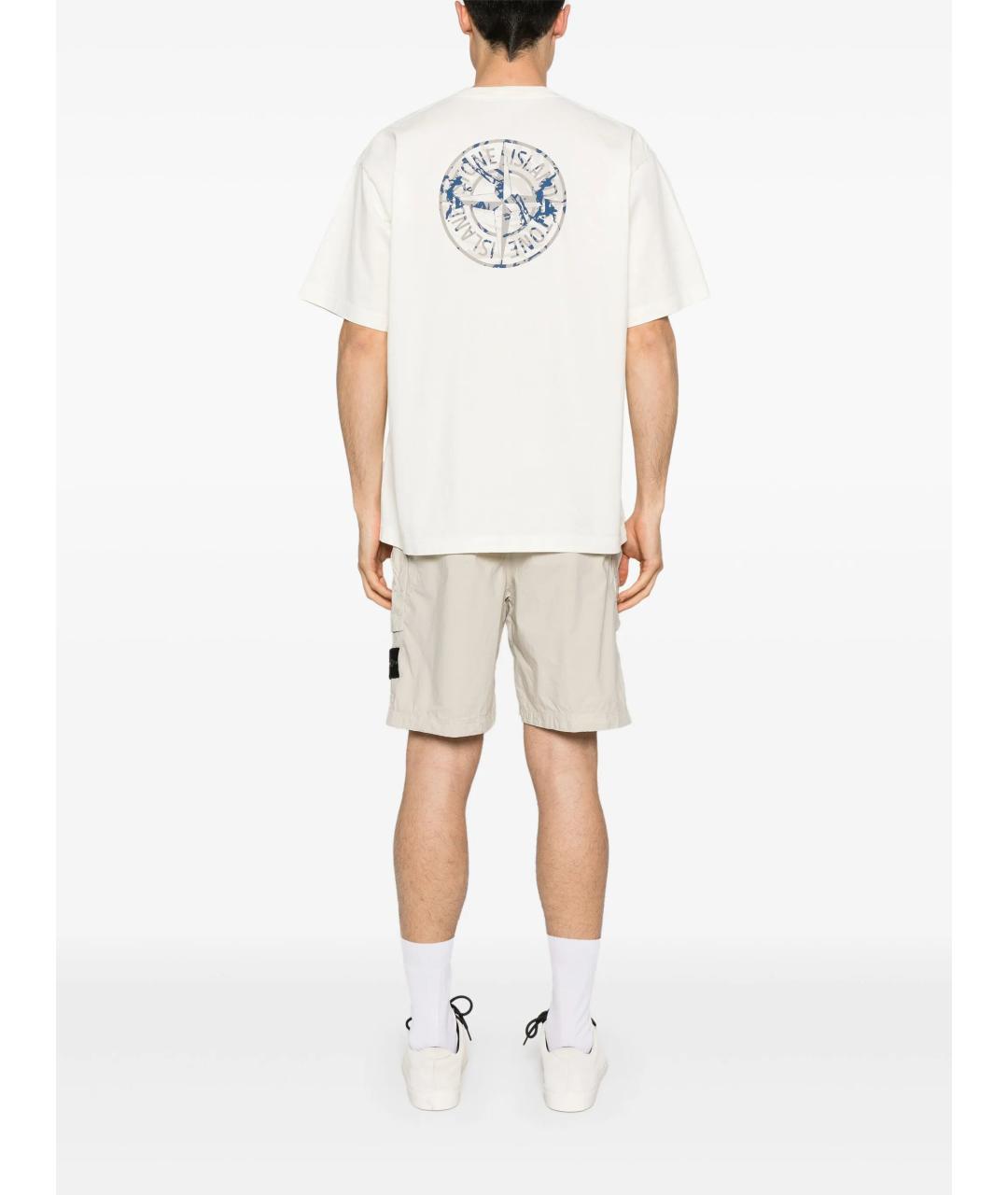 STONE ISLAND Белая хлопковая футболка, фото 2