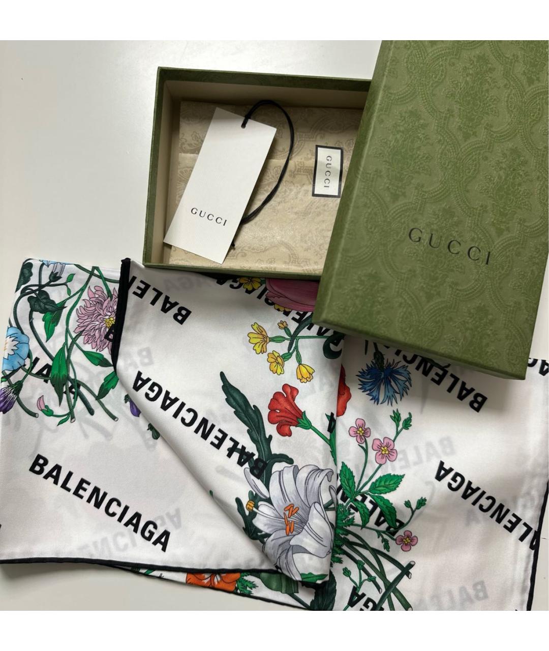 GUCCI Белый шелковый платок, фото 7