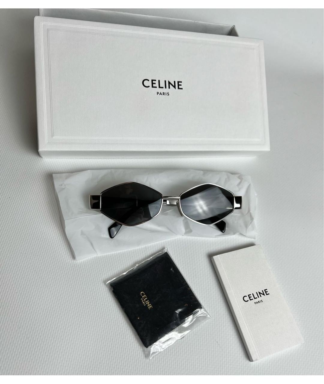 CELINE Серебряные металлические солнцезащитные очки, фото 2