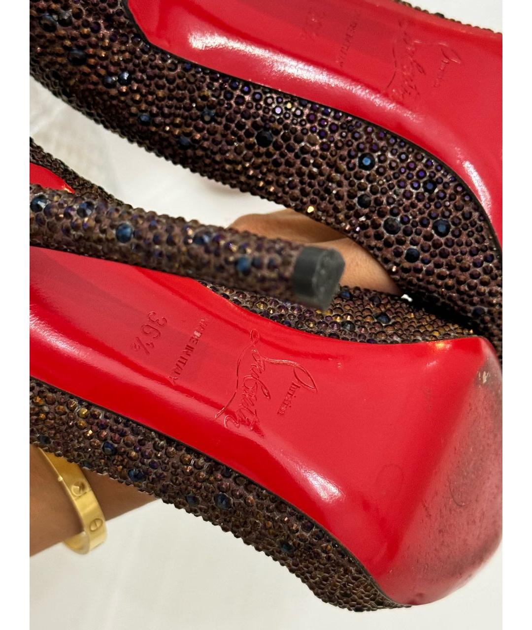 CHRISTIAN LOUBOUTIN Бордовые кожаные туфли, фото 2