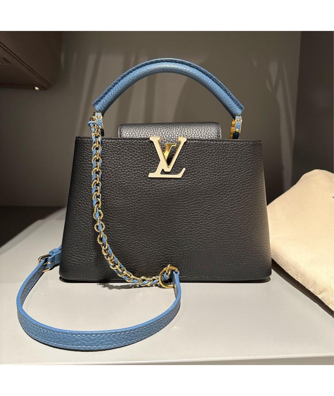 LOUIS VUITTON Черная кожаная сумка с короткими ручками, фото 9