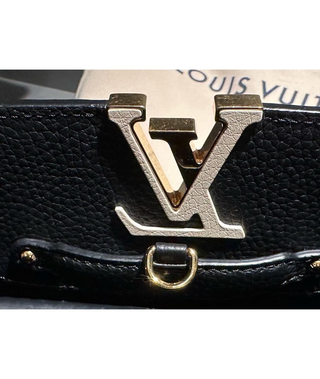 LOUIS VUITTON Черная кожаная сумка с короткими ручками, фото 7