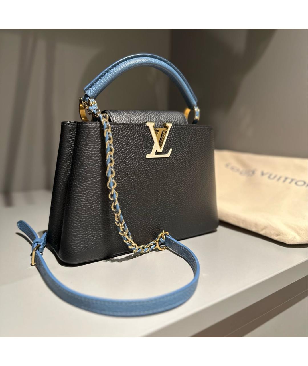 LOUIS VUITTON Черная кожаная сумка с короткими ручками, фото 2