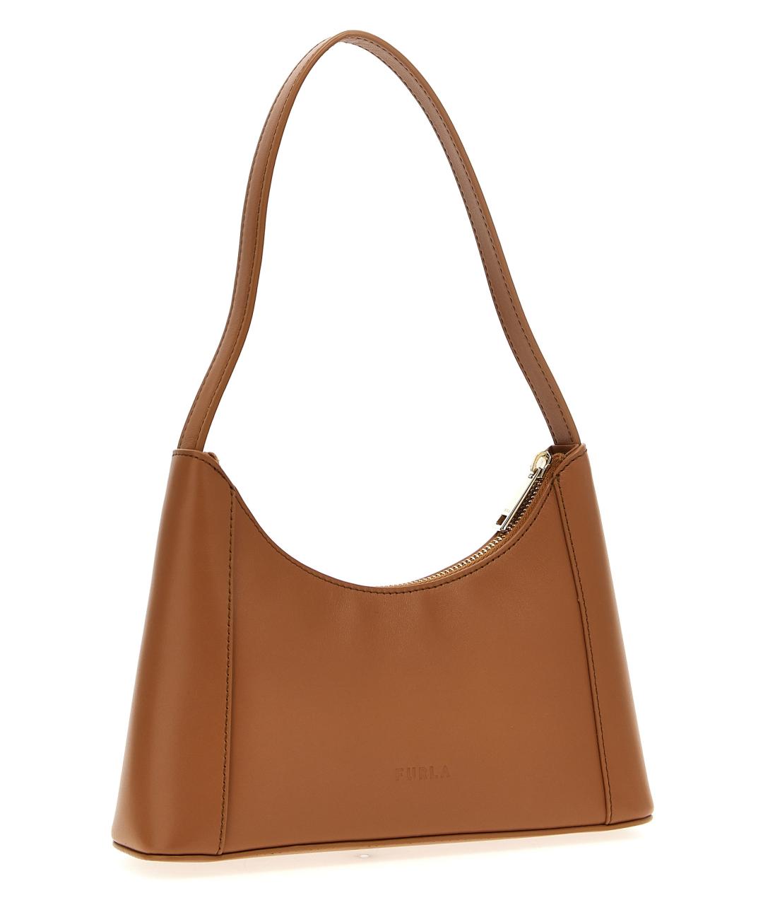 FURLA Коричневая кожаная сумка через плечо, фото 2