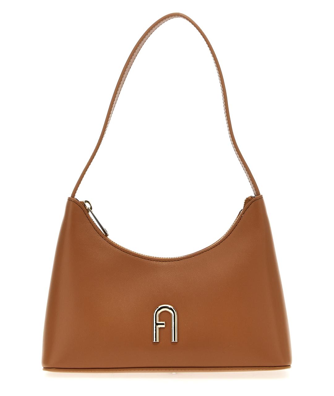 FURLA Коричневая кожаная сумка через плечо, фото 1