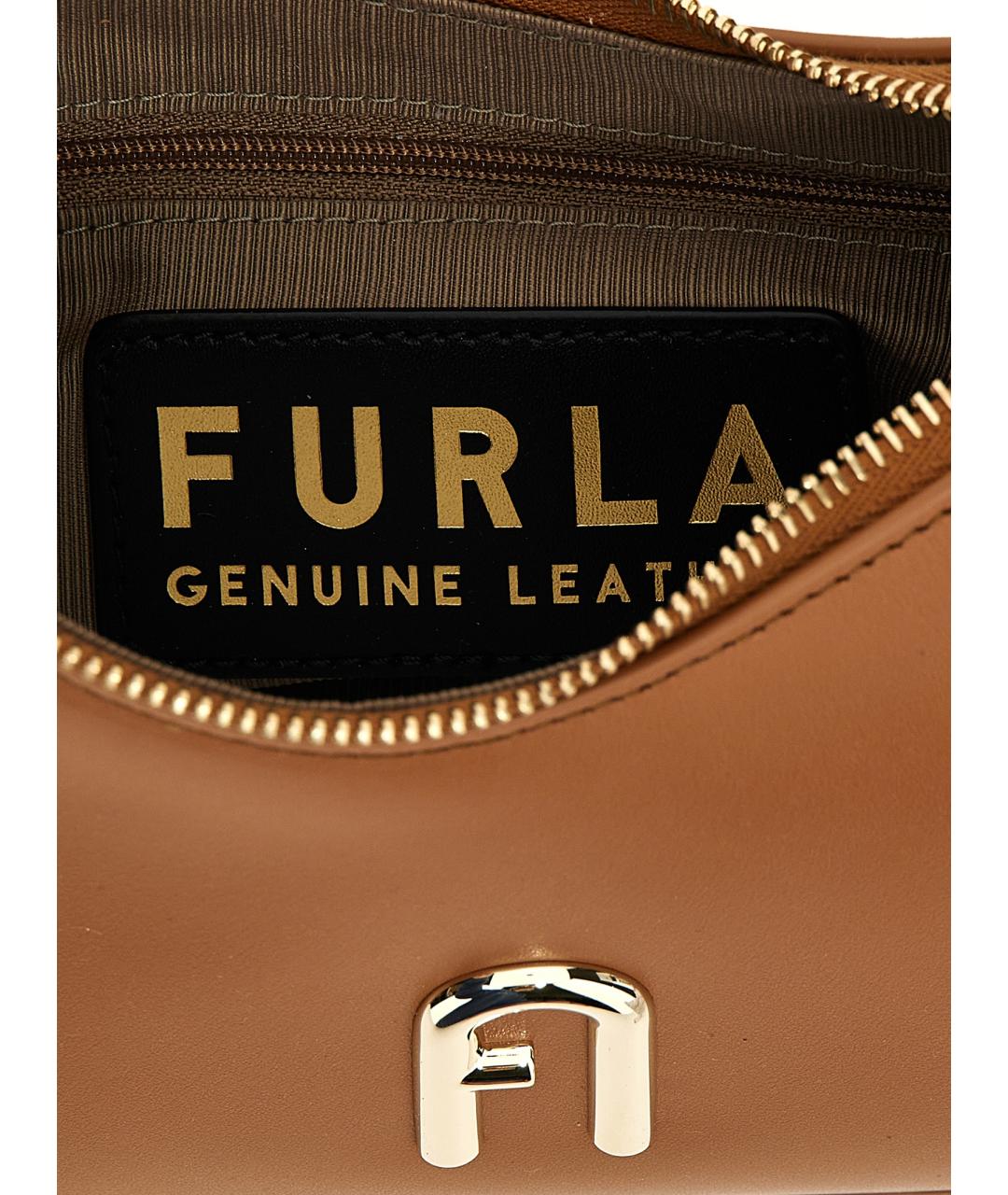 FURLA Коричневая кожаная сумка через плечо, фото 4