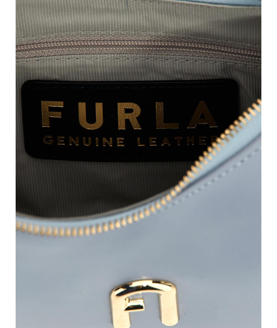 FURLA Голубая кожаная сумка через плечо, фото 4