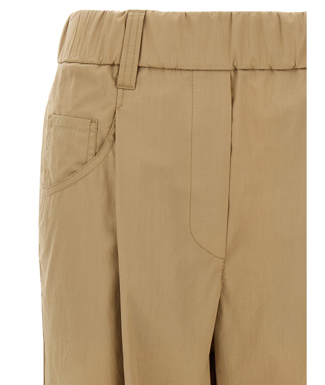 BRUNELLO CUCINELLI Коричневые хлопковые прямые брюки, фото 3