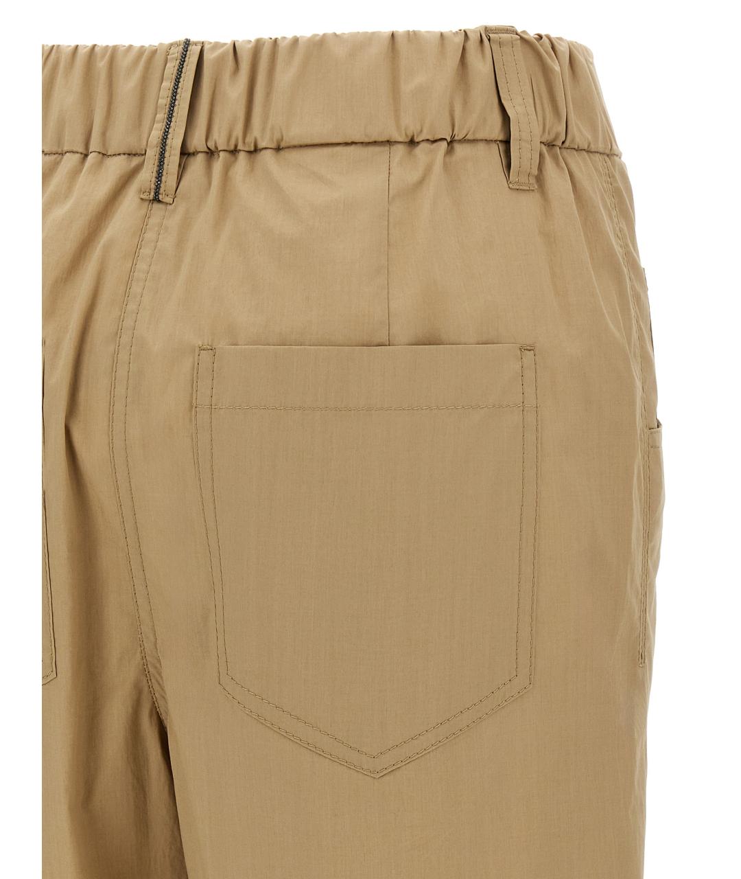 BRUNELLO CUCINELLI Коричневые хлопковые прямые брюки, фото 4
