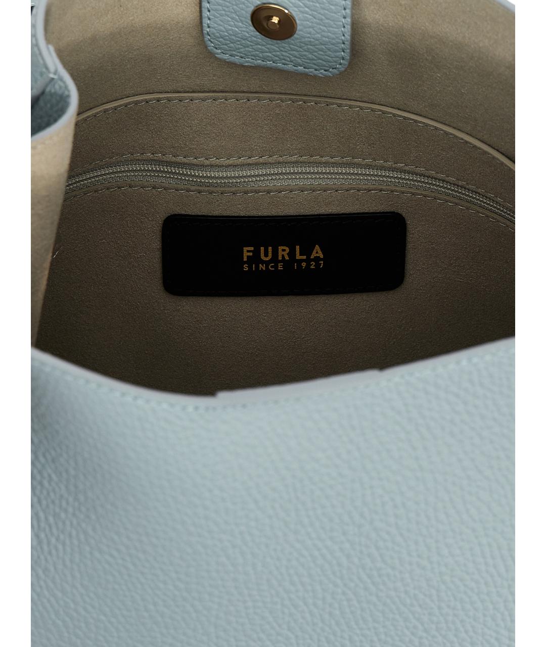 FURLA Голубая кожаная сумка через плечо, фото 4