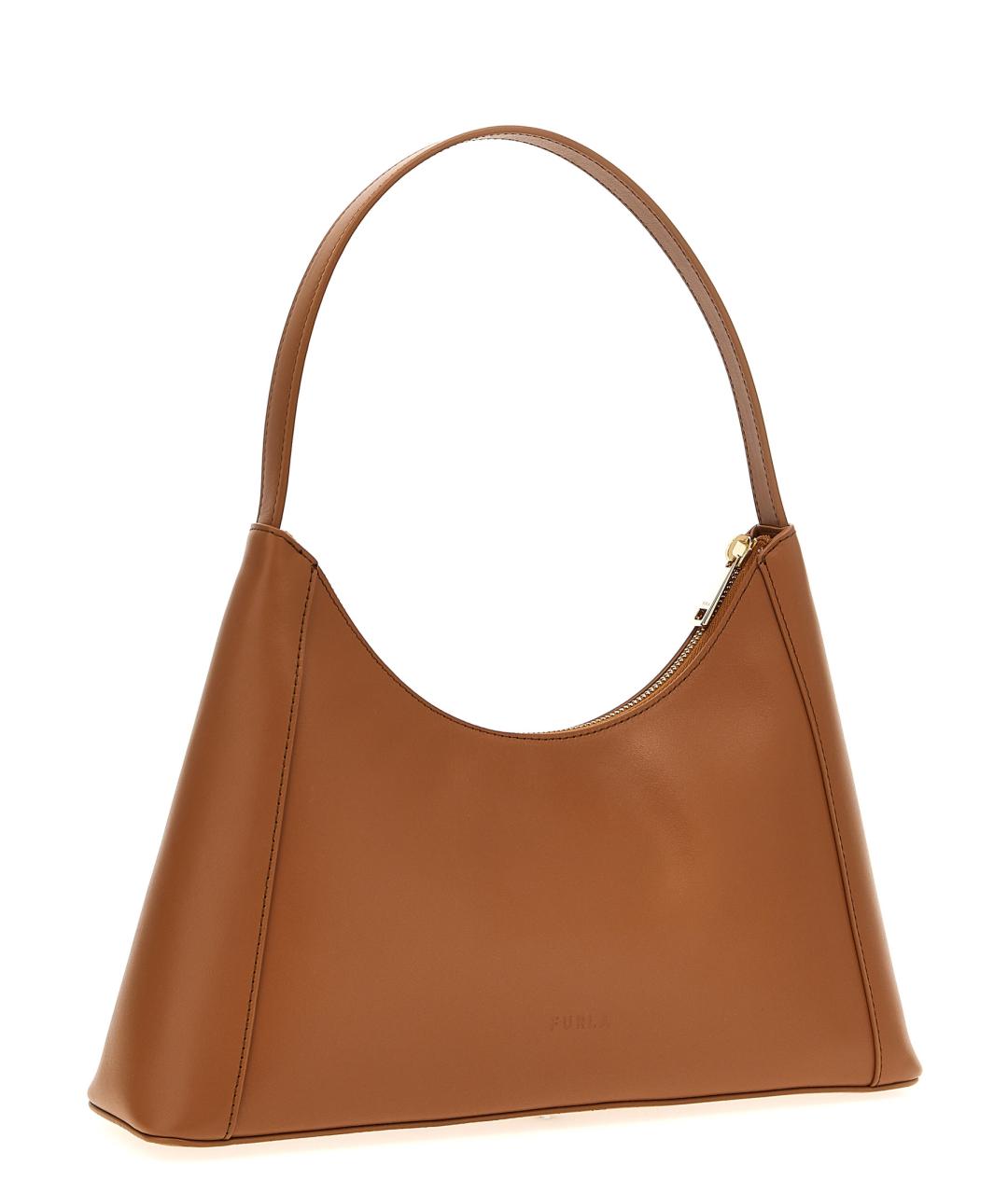 FURLA Коричневая кожаная сумка через плечо, фото 2