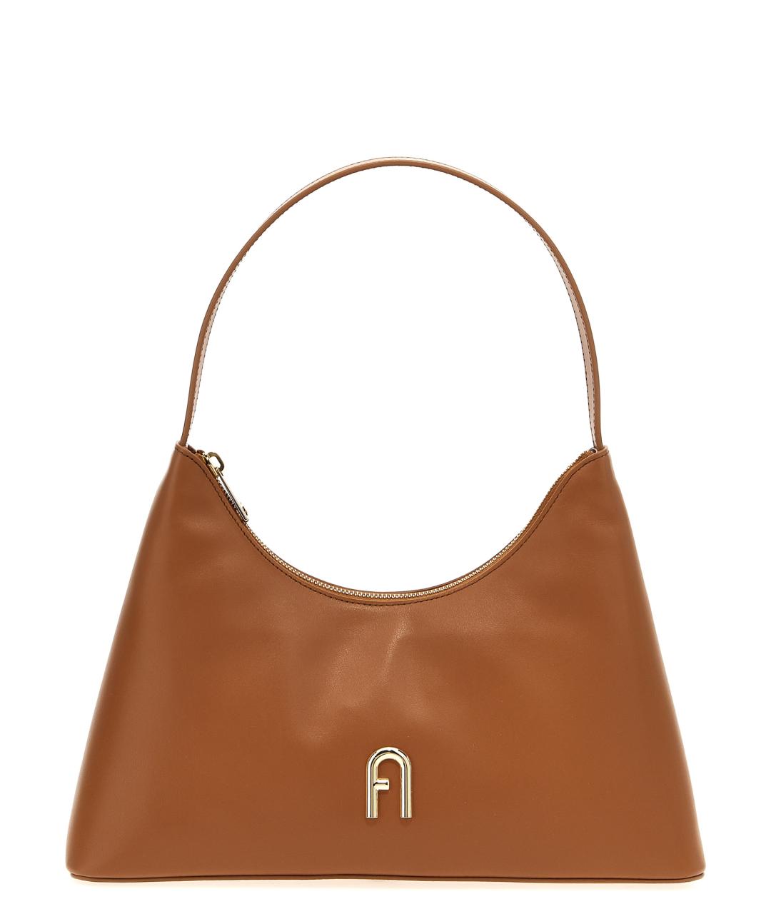 FURLA Коричневая кожаная сумка через плечо, фото 1