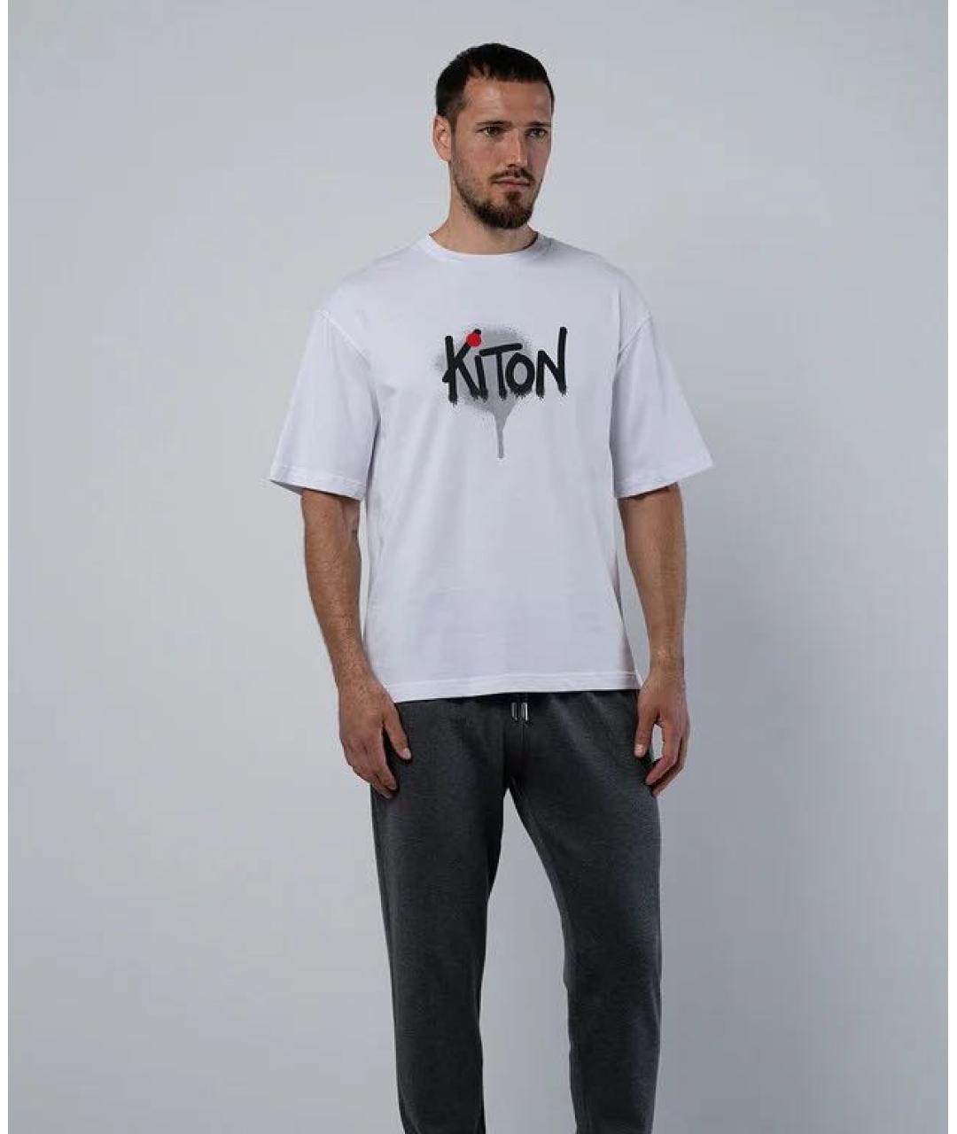 KITON Белая хлопковая футболка, фото 4