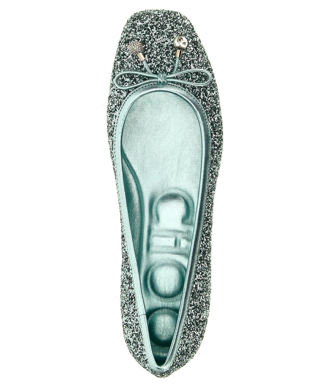 JIMMY CHOO Зеленые текстильные балетки, фото 4