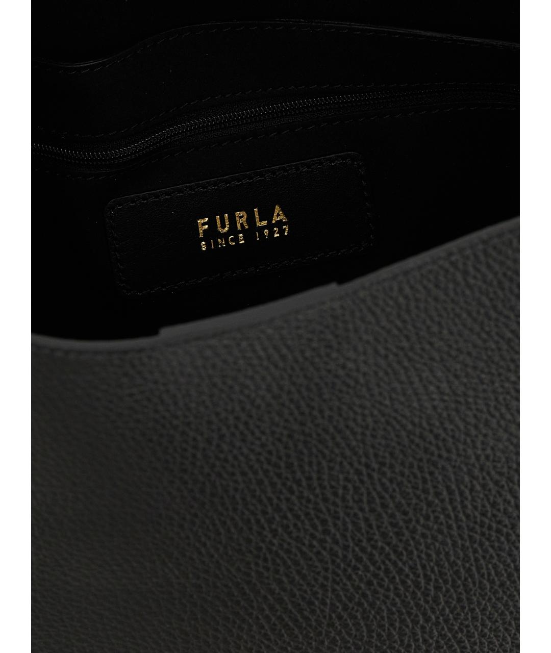 FURLA Черная кожаная сумка тоут, фото 4