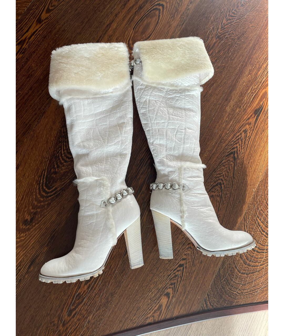 CASADEI Белые кожаные ботфорты, фото 5