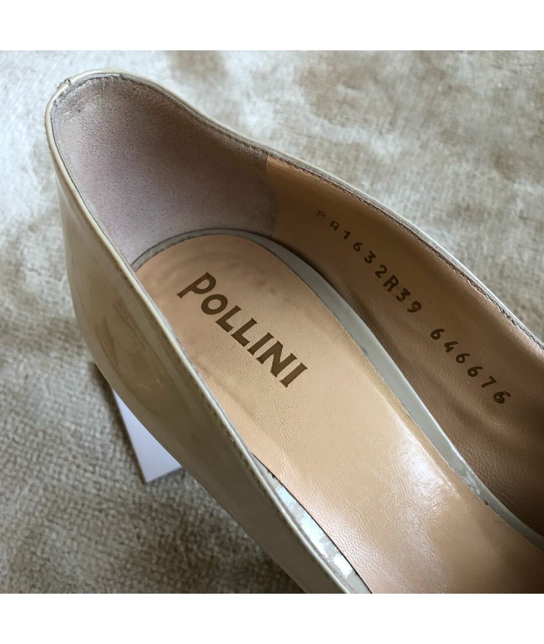 POLLINI Бежевые босоножки из лакированной кожи, фото 8