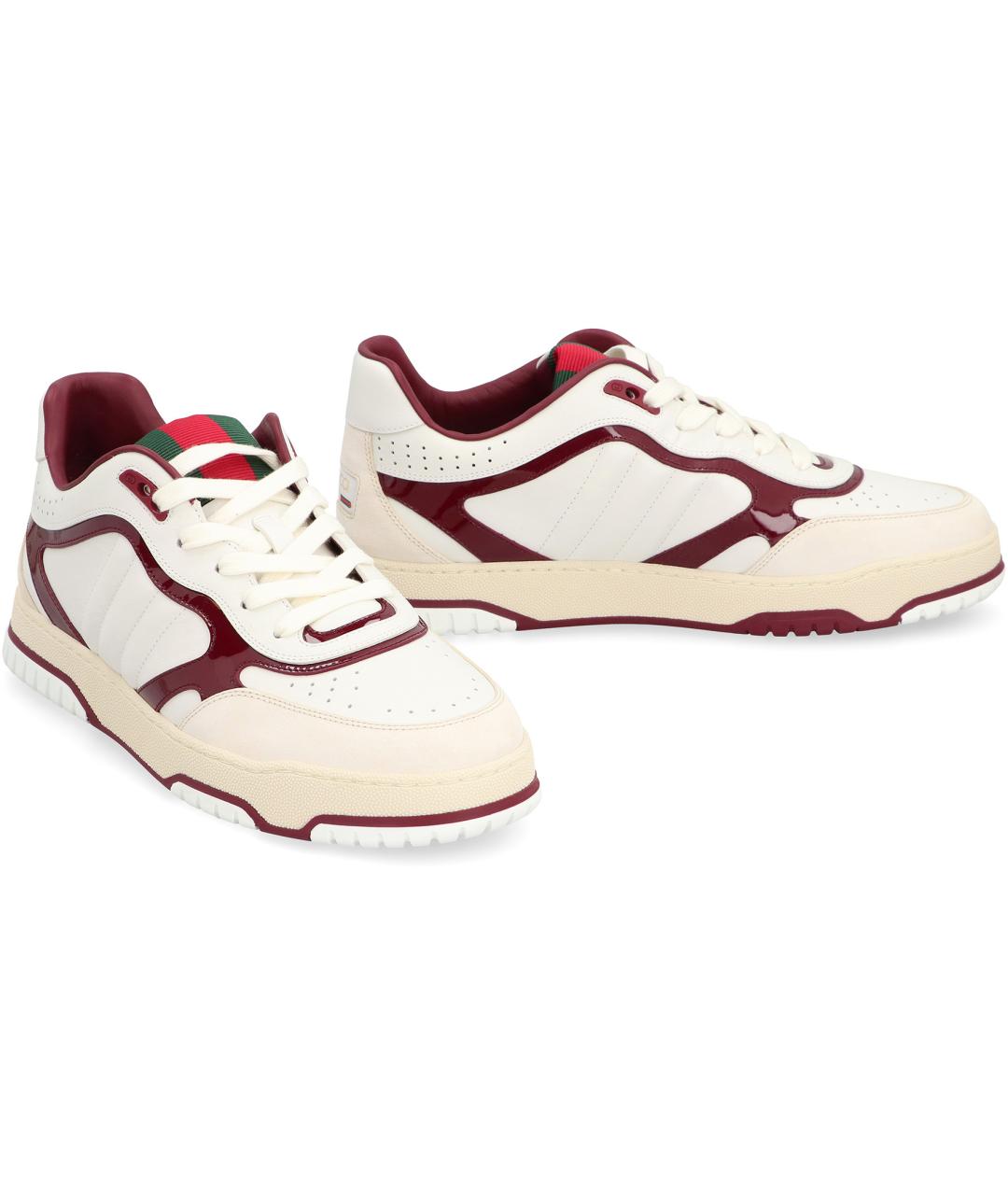 GUCCI Белые кожаные низкие кроссовки / кеды, фото 3