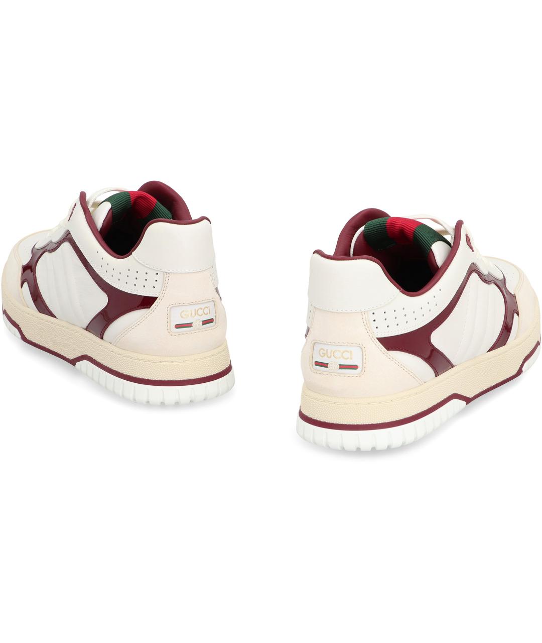 GUCCI Белые кожаные низкие кроссовки / кеды, фото 4