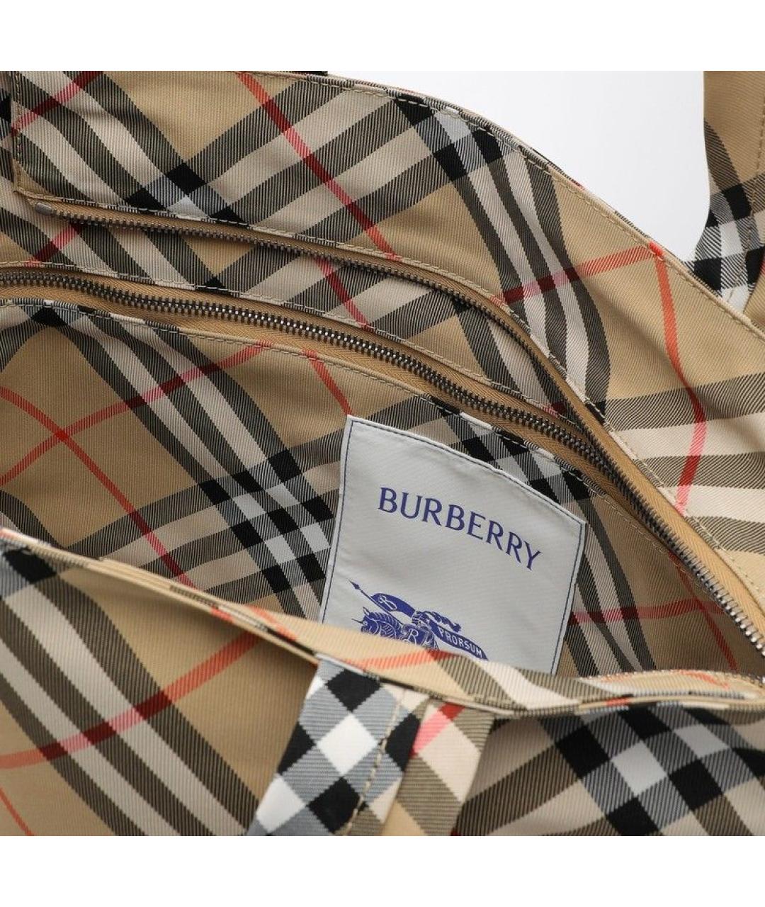 BURBERRY Бежевая синтетическая сумка тоут, фото 4