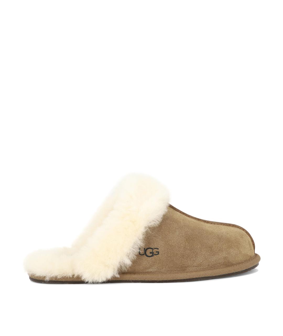 UGG AUSTRALIA Бежевые кожаные шлепанцы, фото 1