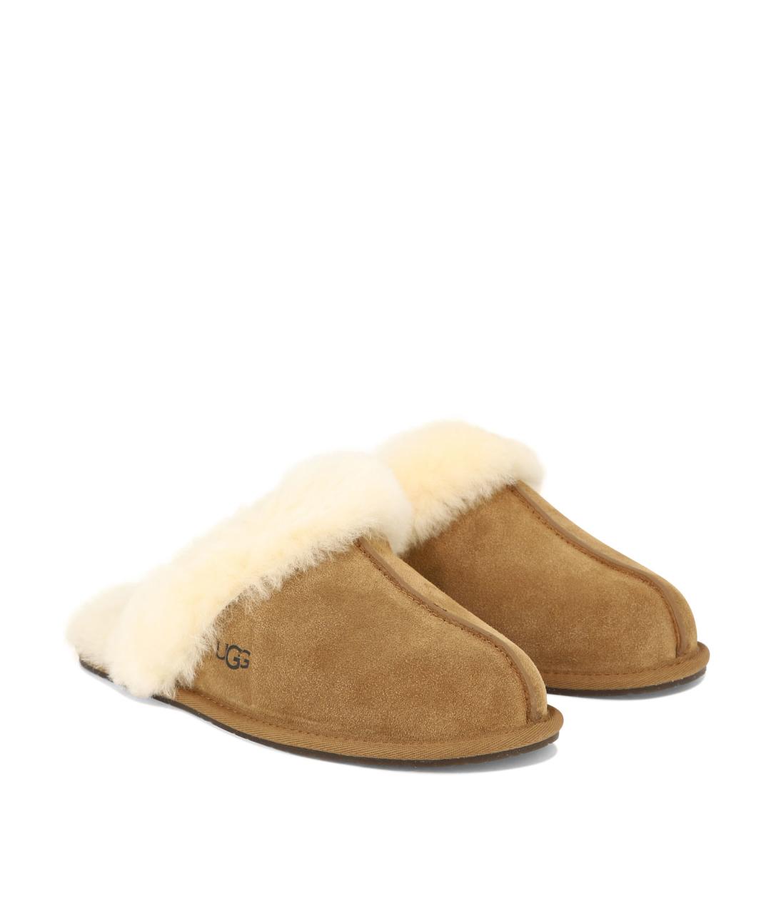 UGG AUSTRALIA Бежевые кожаные шлепанцы, фото 2