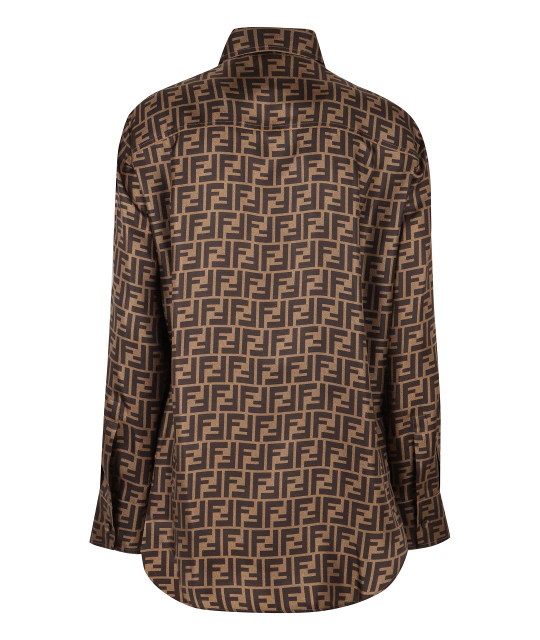 FENDI Коричневая шелковая рубашка, фото 2