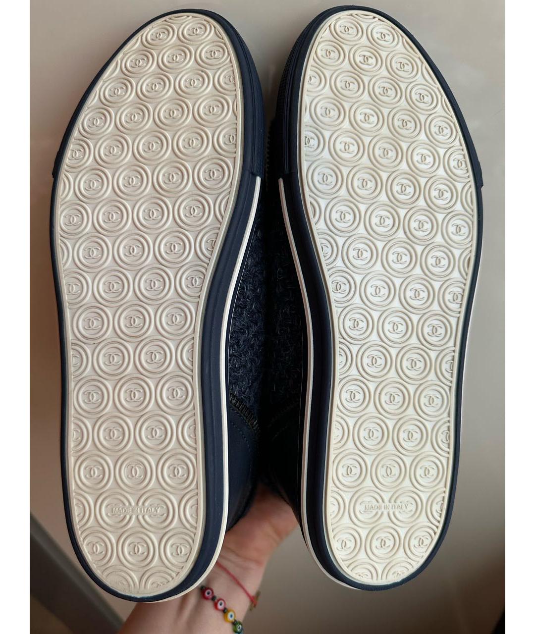 CHANEL Темно-синие текстильные кеды, фото 7