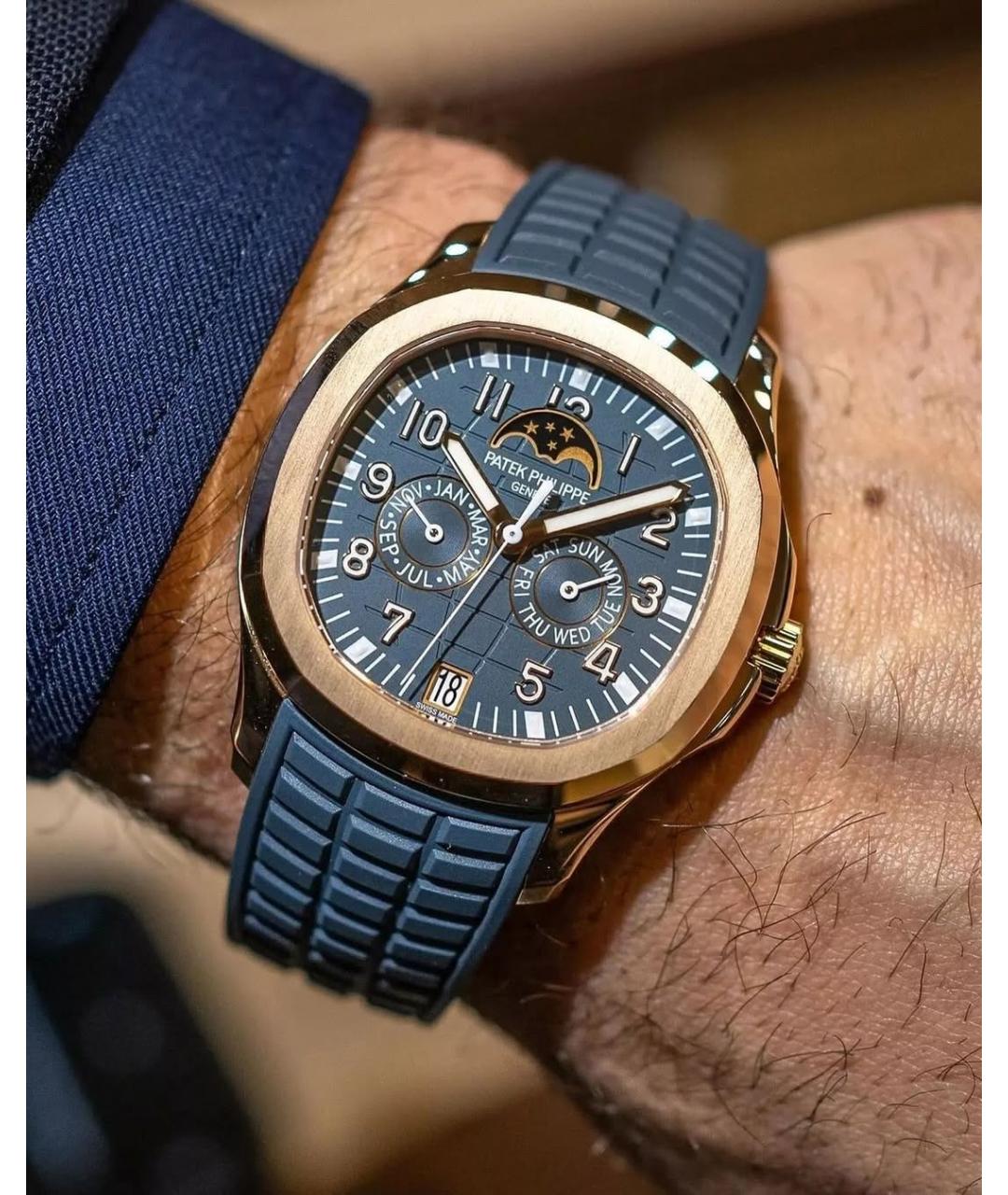 PATEK PHILIPPE Голубые часы из розового золота, фото 5