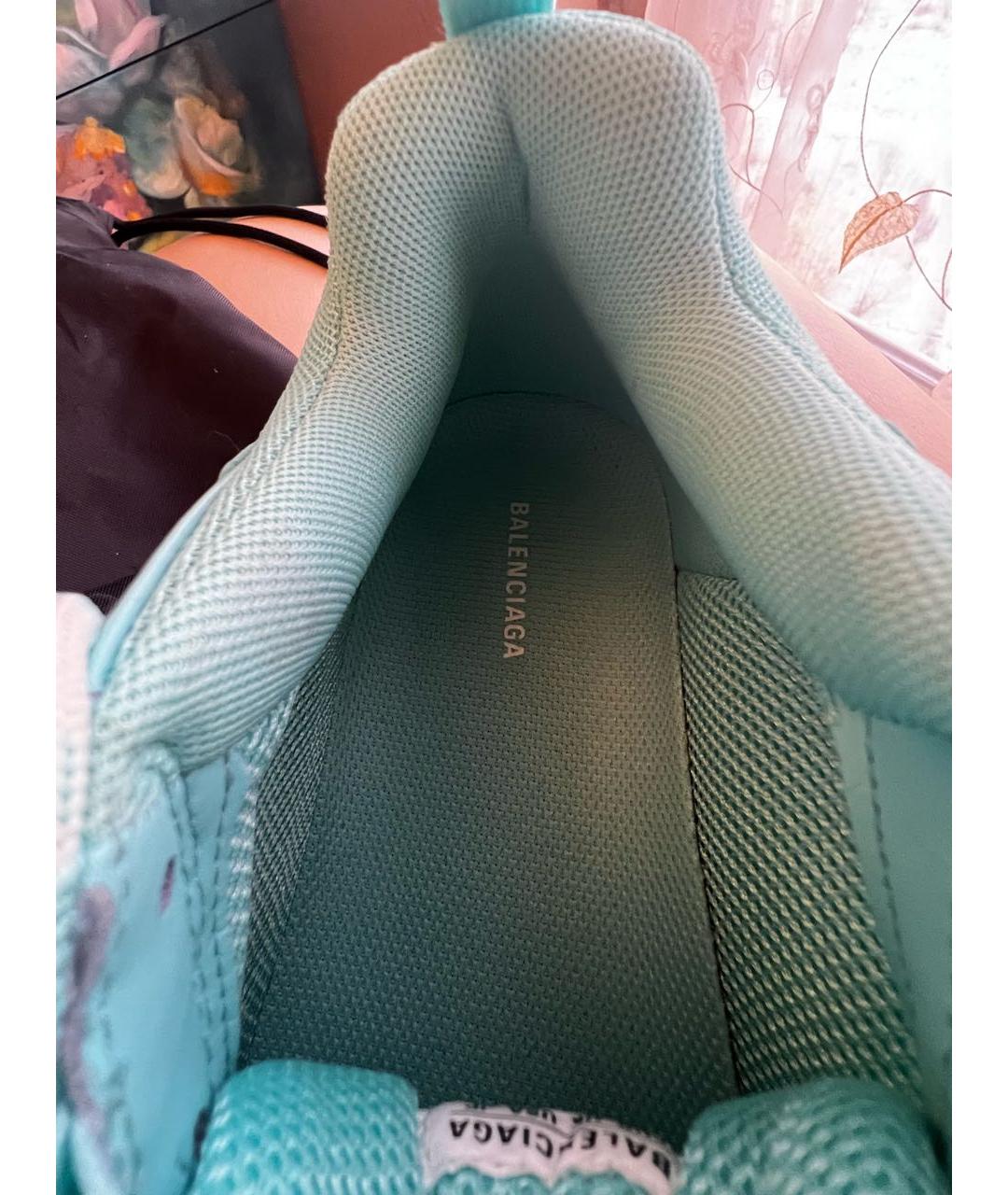 BALENCIAGA Бирюзовые кроссовки из искусственной кожи, фото 8