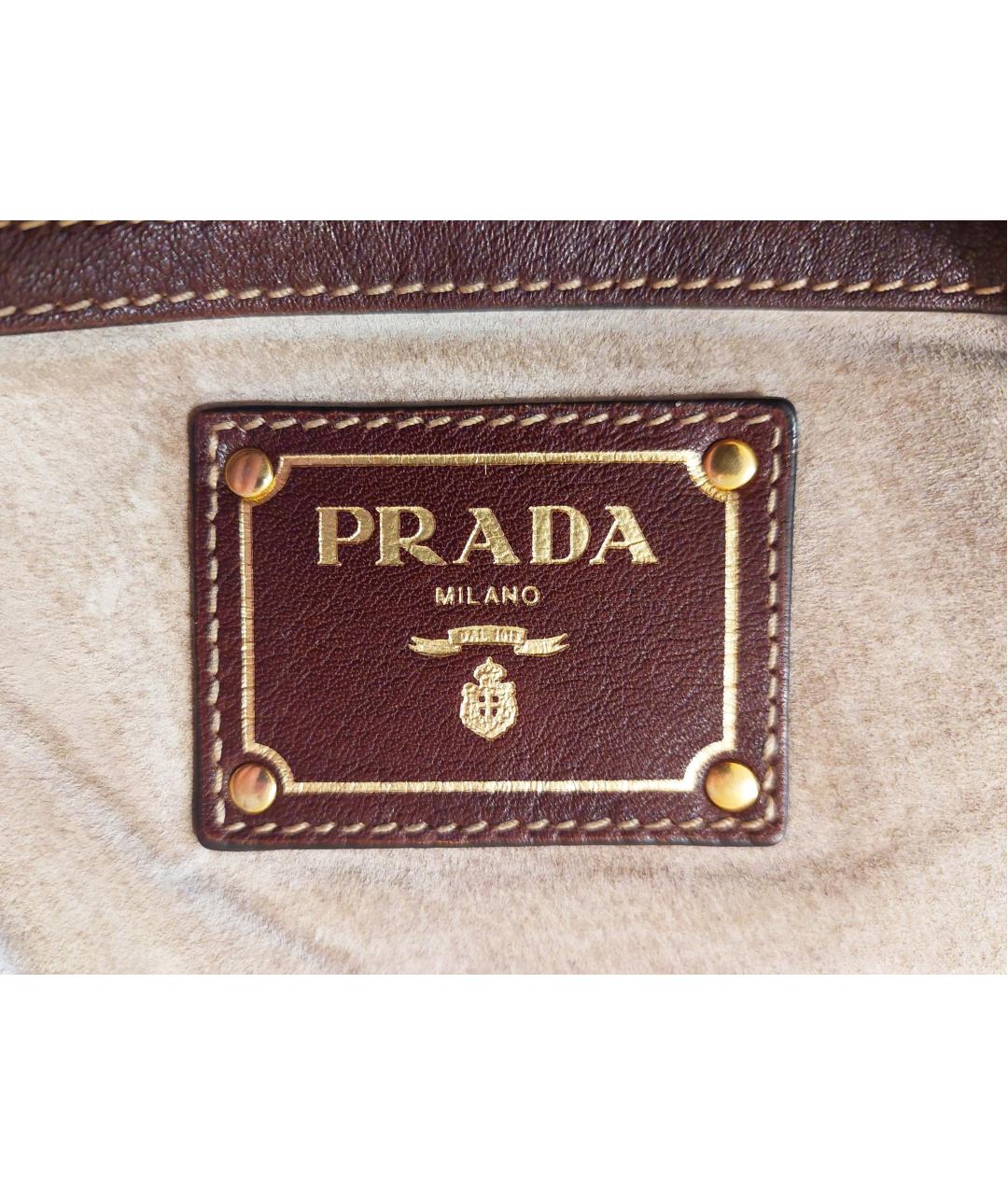 PRADA Коричневая кожаная сумка тоут, фото 3