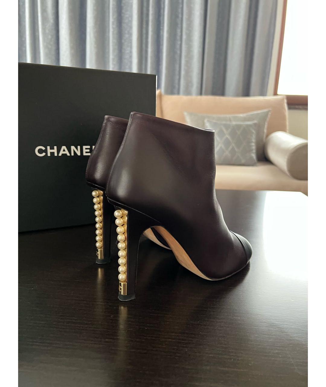 CHANEL Бордовые кожаные ботильоны, фото 5