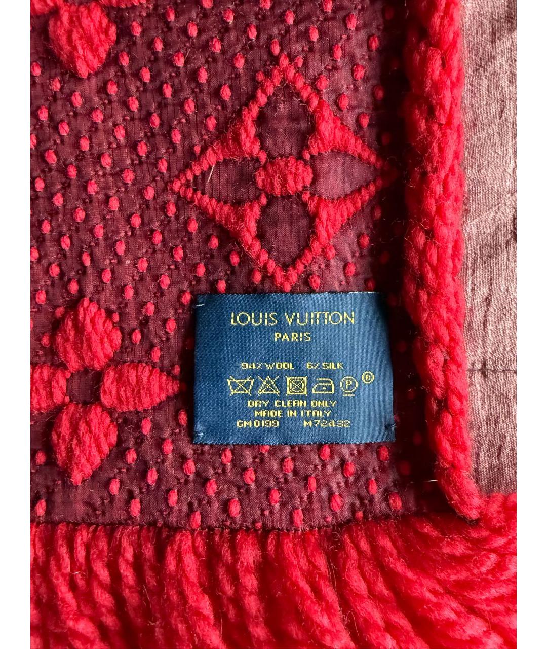 LOUIS VUITTON Бордовый шерстяной шарф, фото 2