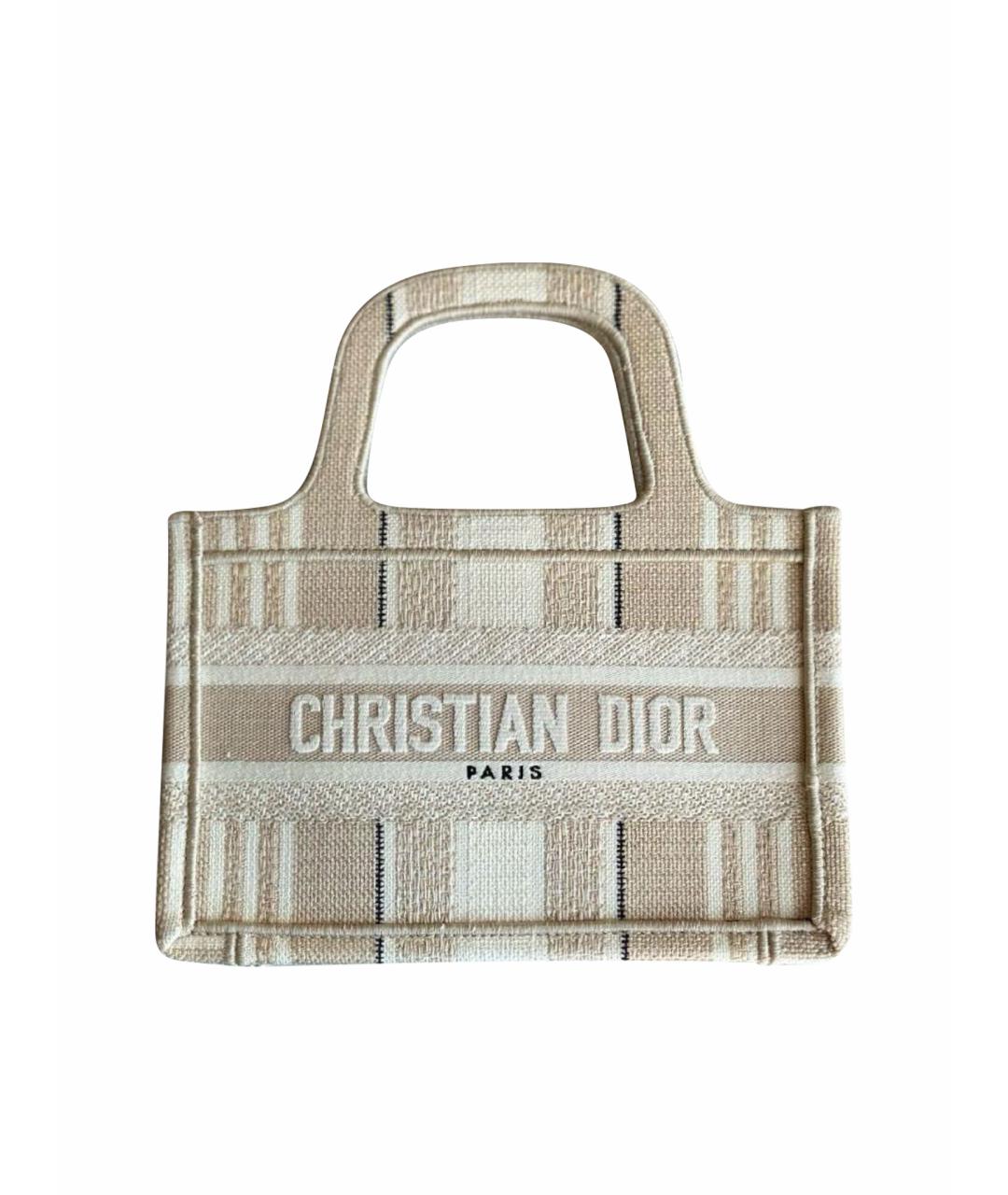CHRISTIAN DIOR Бежевая тканевая сумка тоут, фото 1