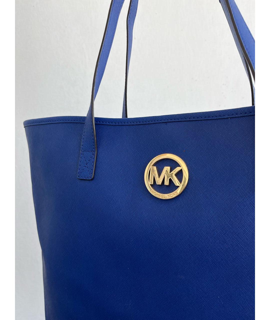 MICHAEL KORS Синяя кожаная сумка тоут, фото 7