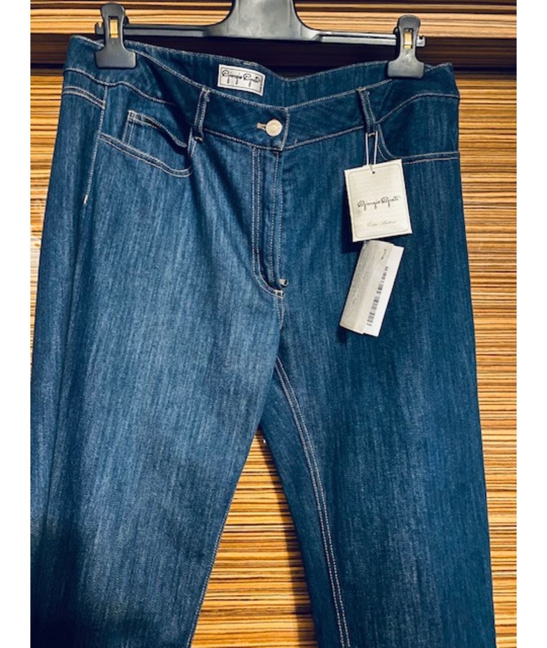 GIORGIO GRATI Синие хлопко-эластановые прямые джинсы, фото 3